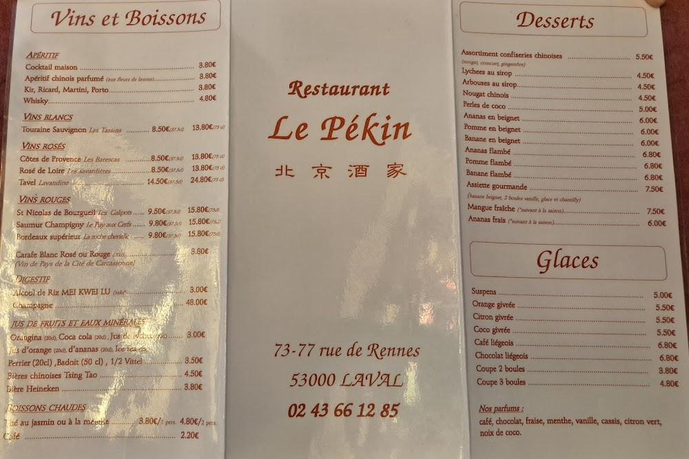 Restaurant le Pekin - Menu Image 1